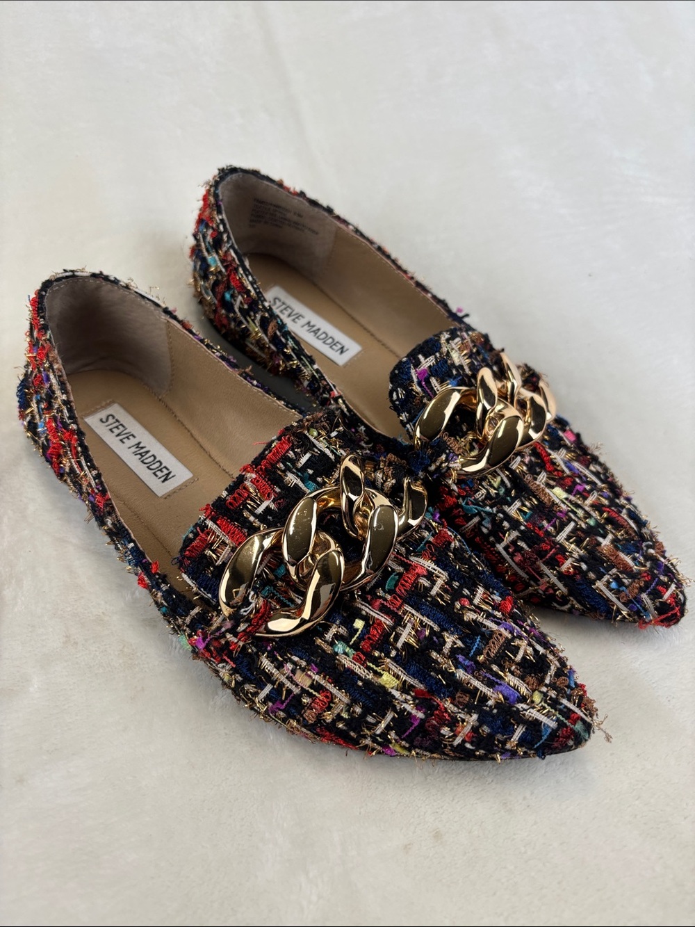 STEVE MADDEN Famed Flourish Flats Multicolor Tweed Women’s Size 6.5